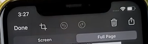 Done and Crop Option to save long screenshot on iPhone 11